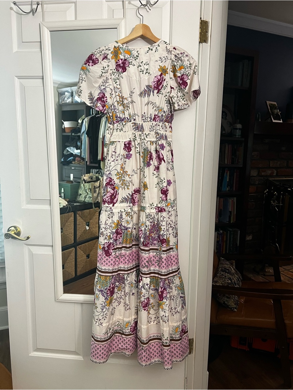 Anthropologie The Somerset Cream Maxi Dress with Pink and Purple Floral Print - Picture 2 of 5
